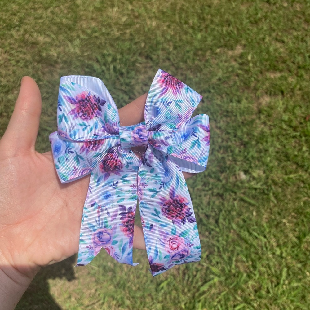 Floral Bow Hair Clip for Kids